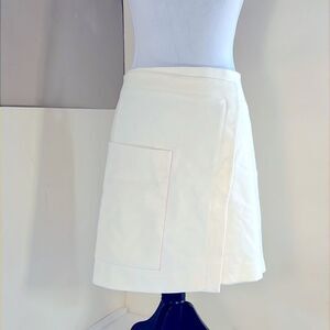Halston Heritage Super Mod Faux Wrap Mini Skirt with Pocket! Size 14 NWT White